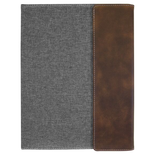 9.5"x12" Leatherette/Gray Canvas Portfolio w/Notepad Thumbnail