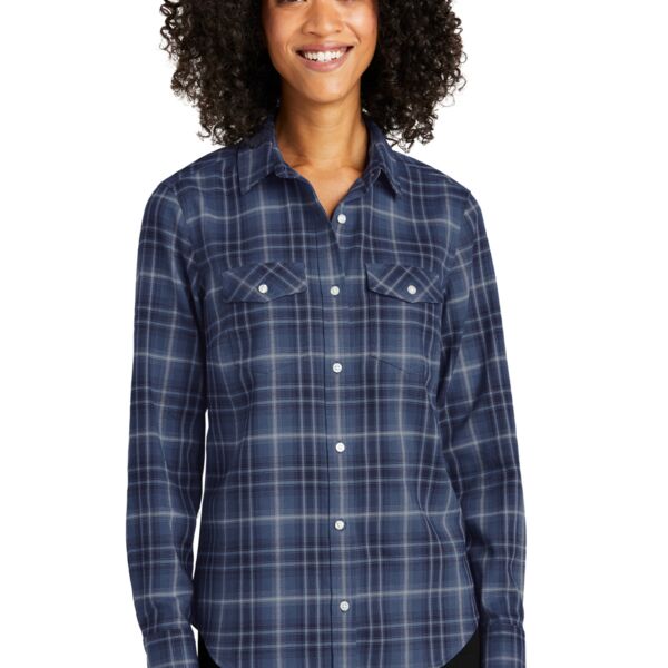 Ladies Long Sleeve Ombre Plaid Shirt Thumbnail