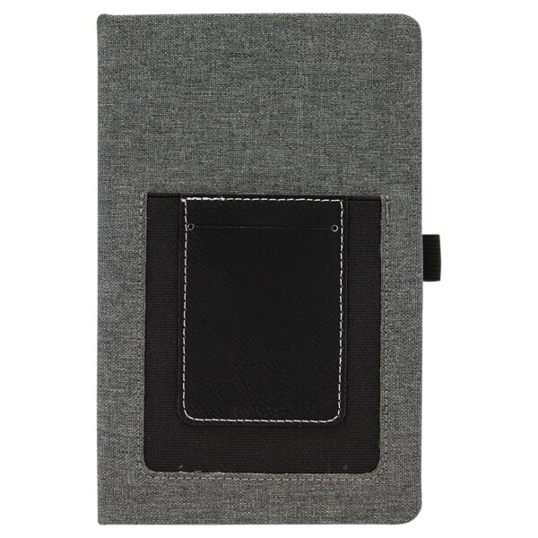 5 1/4" x 8 1/4" Gray Laserable Leatherette Journal w/ Cell/Card Slot Thumbnail