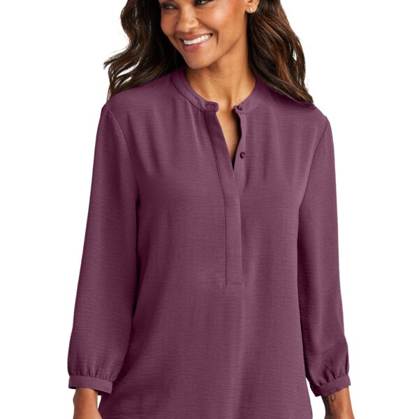 Ladies 3/4 Sleeve Textured Crepe Tunic Thumbnail