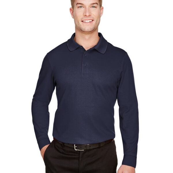 CrownLux Performance® Tall Plaited Long Sleeve Polo Thumbnail